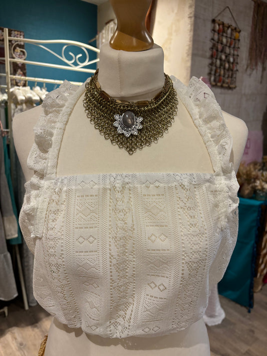 Halter neck ruffle tops