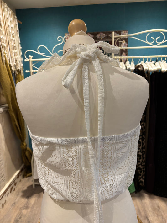 Halter neck ruffle tops