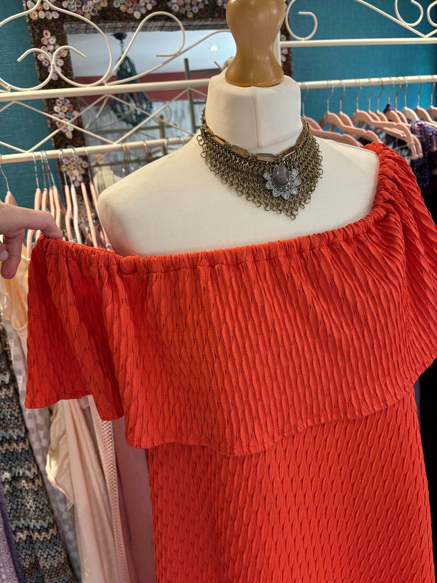 Off the shoulder flow dress