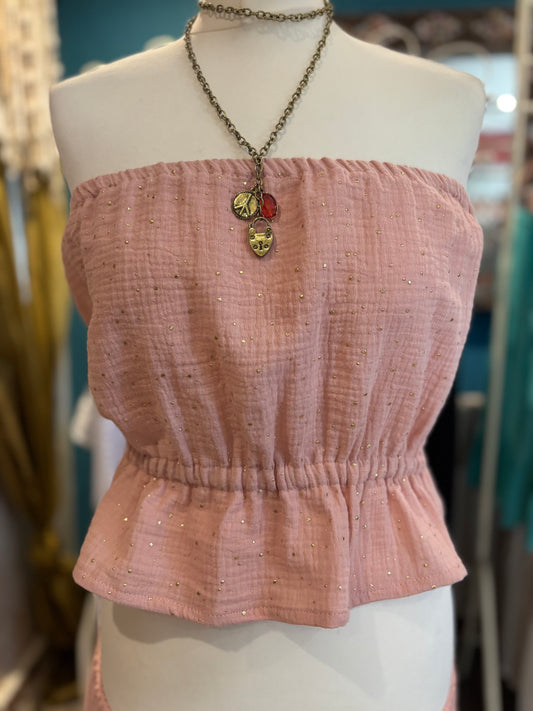 Strapless tops with ruffle bottom