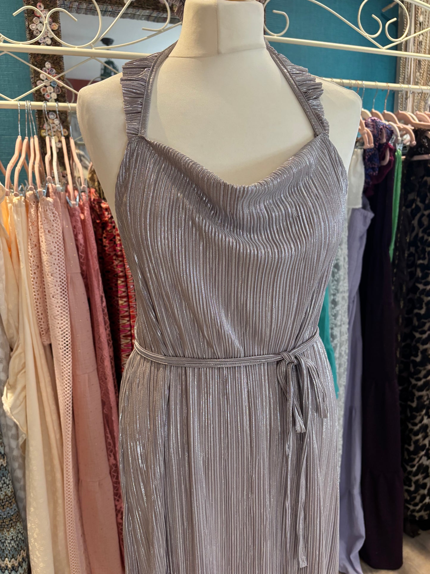 Ruffle halter neck long dress