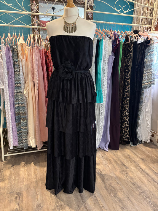 Black layered strapless dress