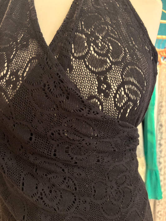 Black lace wrap dress
