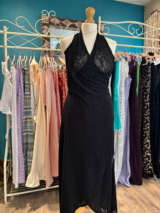 Black lace wrap dress