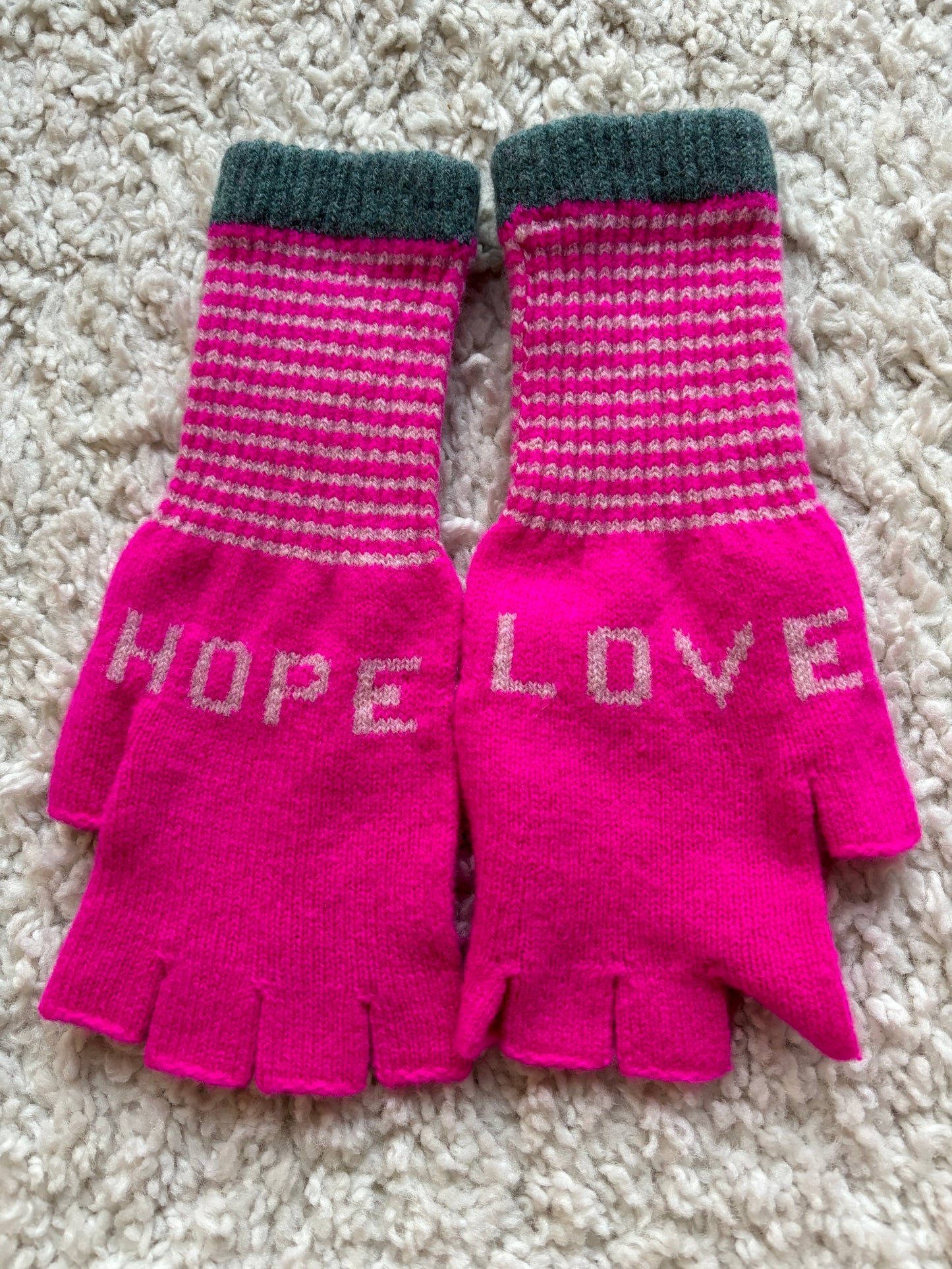 Hope & Love fingerless gloves