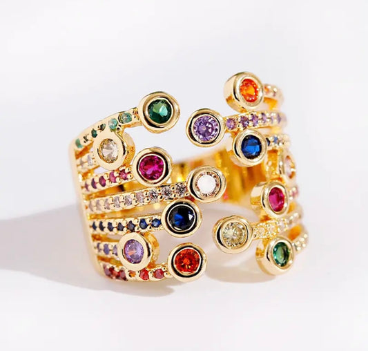 Multi colour gem ring