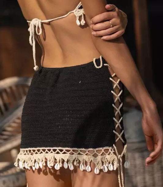 Crochet skirt with shells