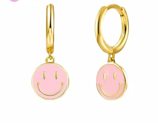 Smiley face huggy earrings