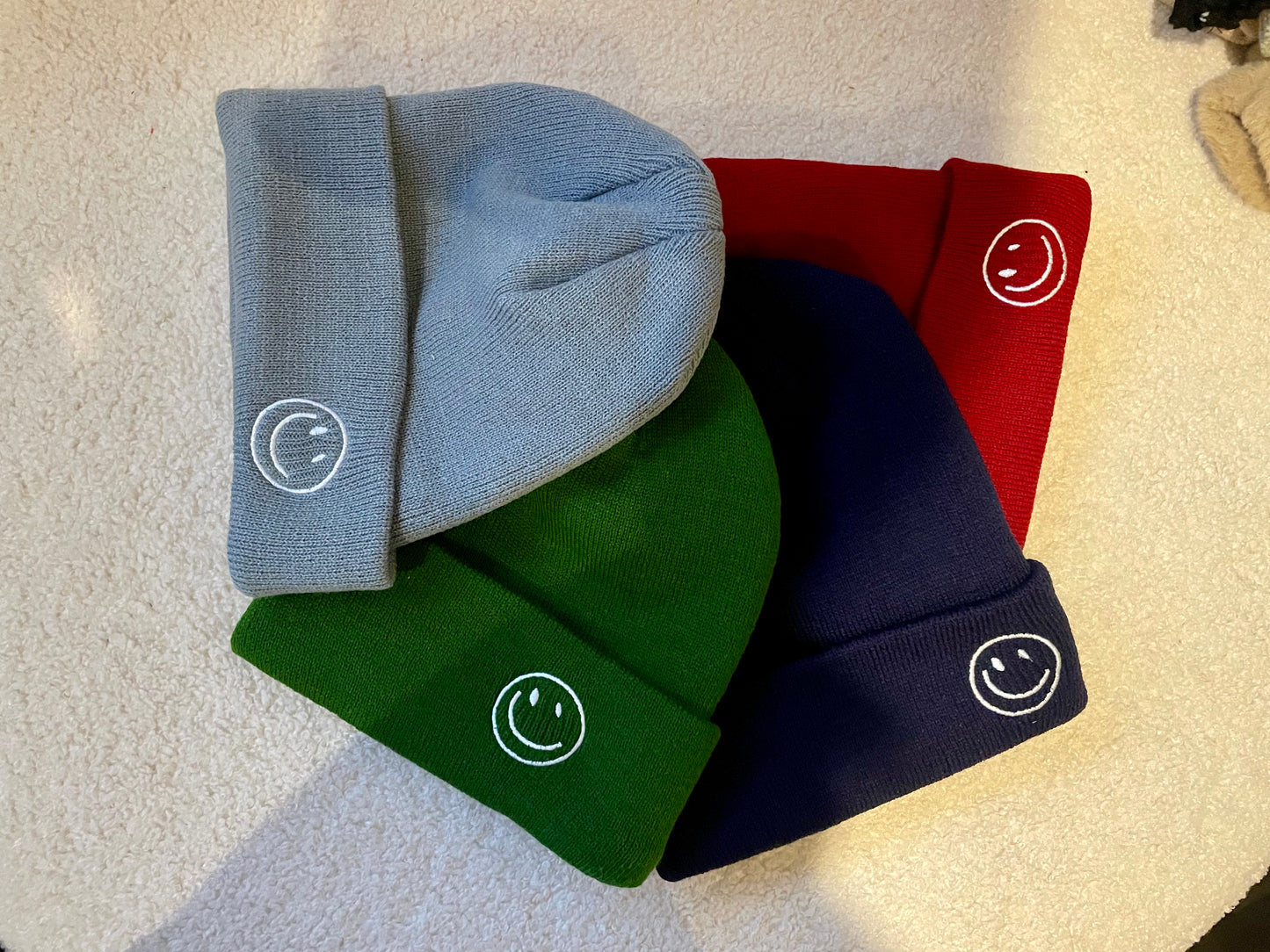 Smiley face beanie hats