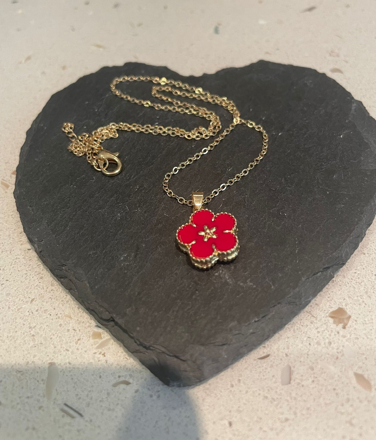 Red flower necklace