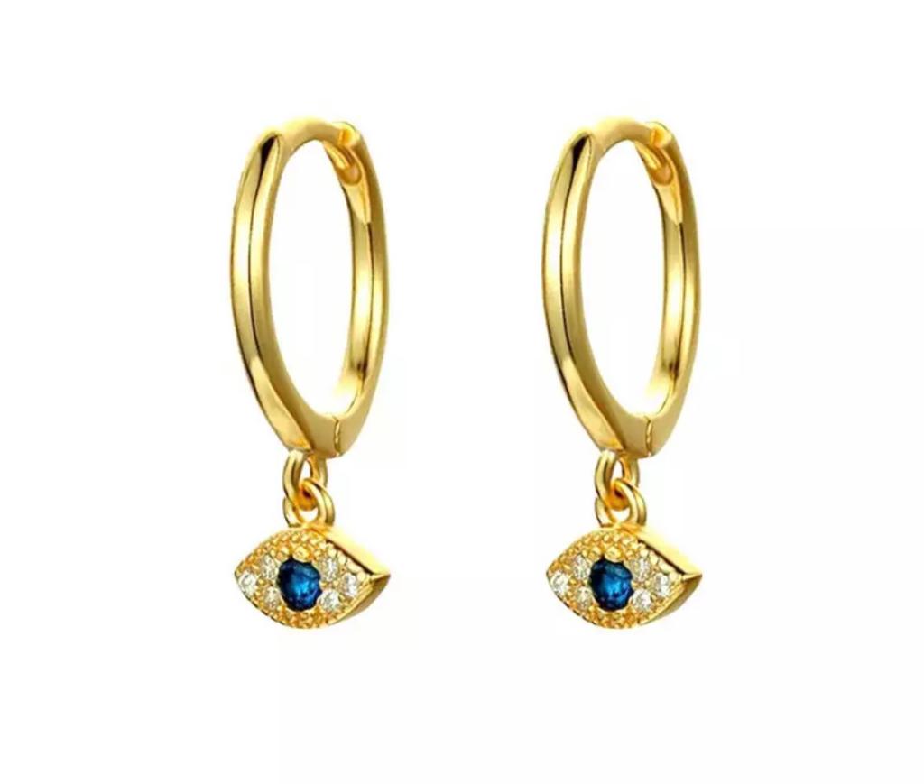 Gold eye huggy earrings