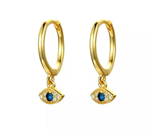 Gold eye huggy earrings