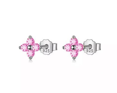 Pink sterling silver  stud earrings