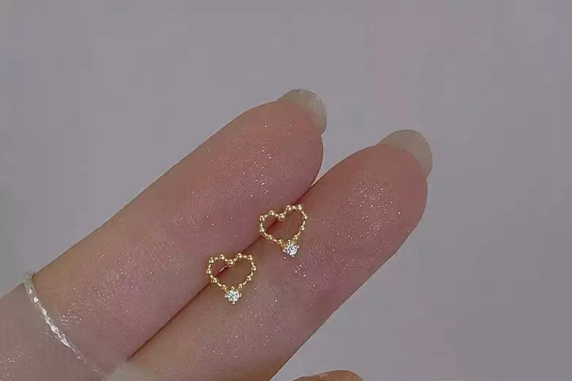 Gold plated heart stud earrings