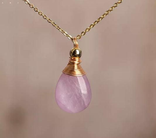 Pink natural stone necklace