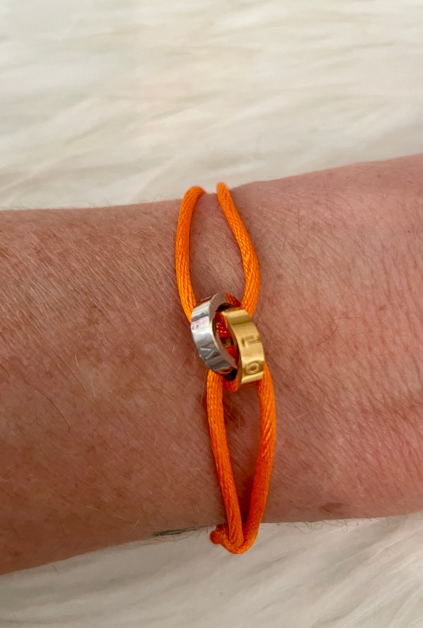 Orange link bracelet