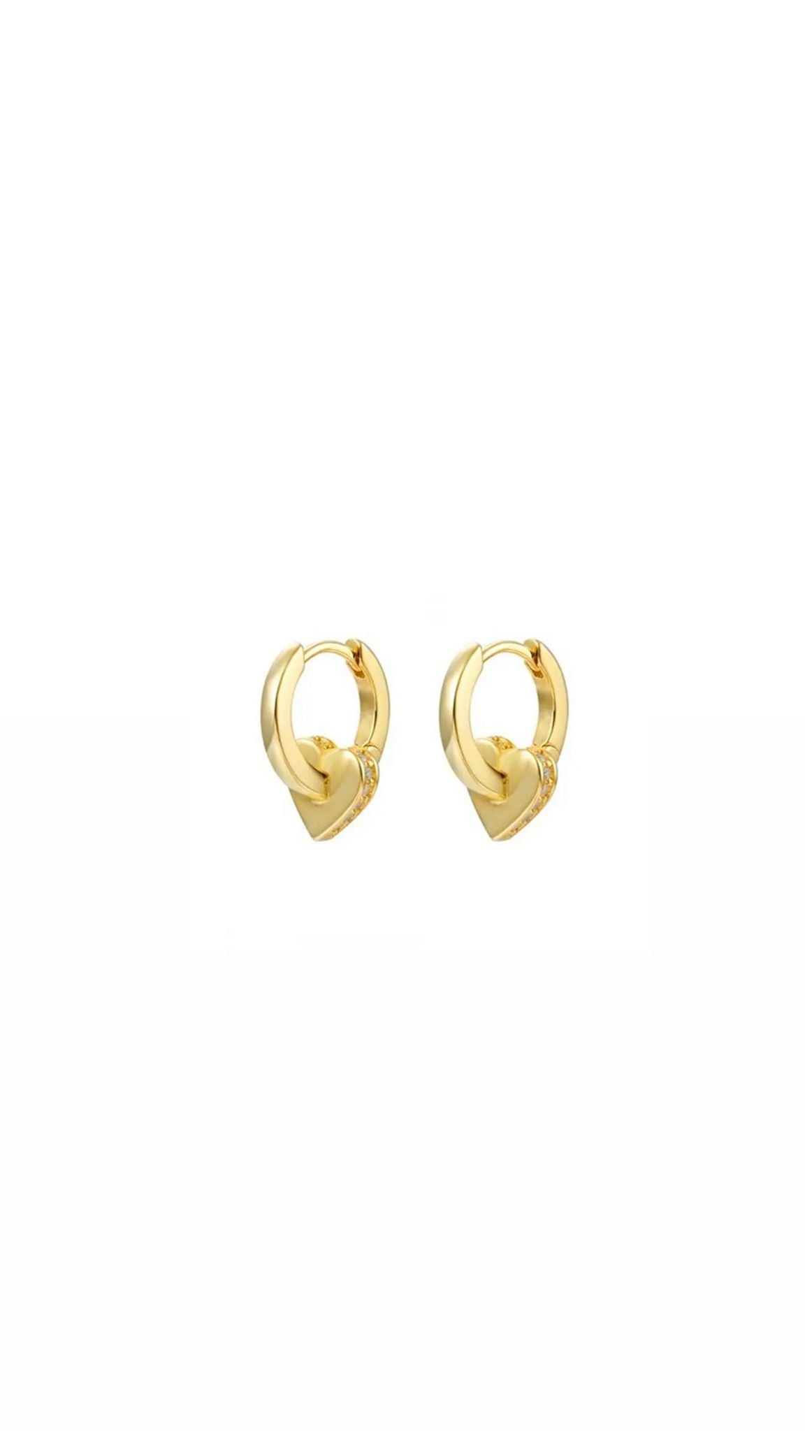 Gold heart huggy earrings