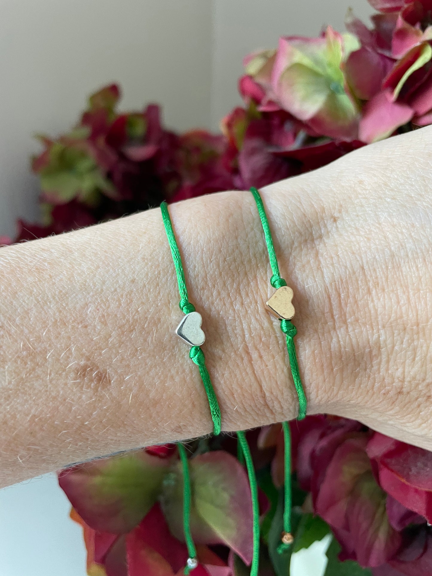 Green cord heart bracelet