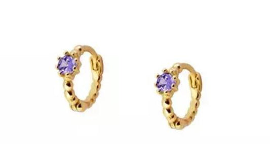 Gold plated  lilac huggy earrings