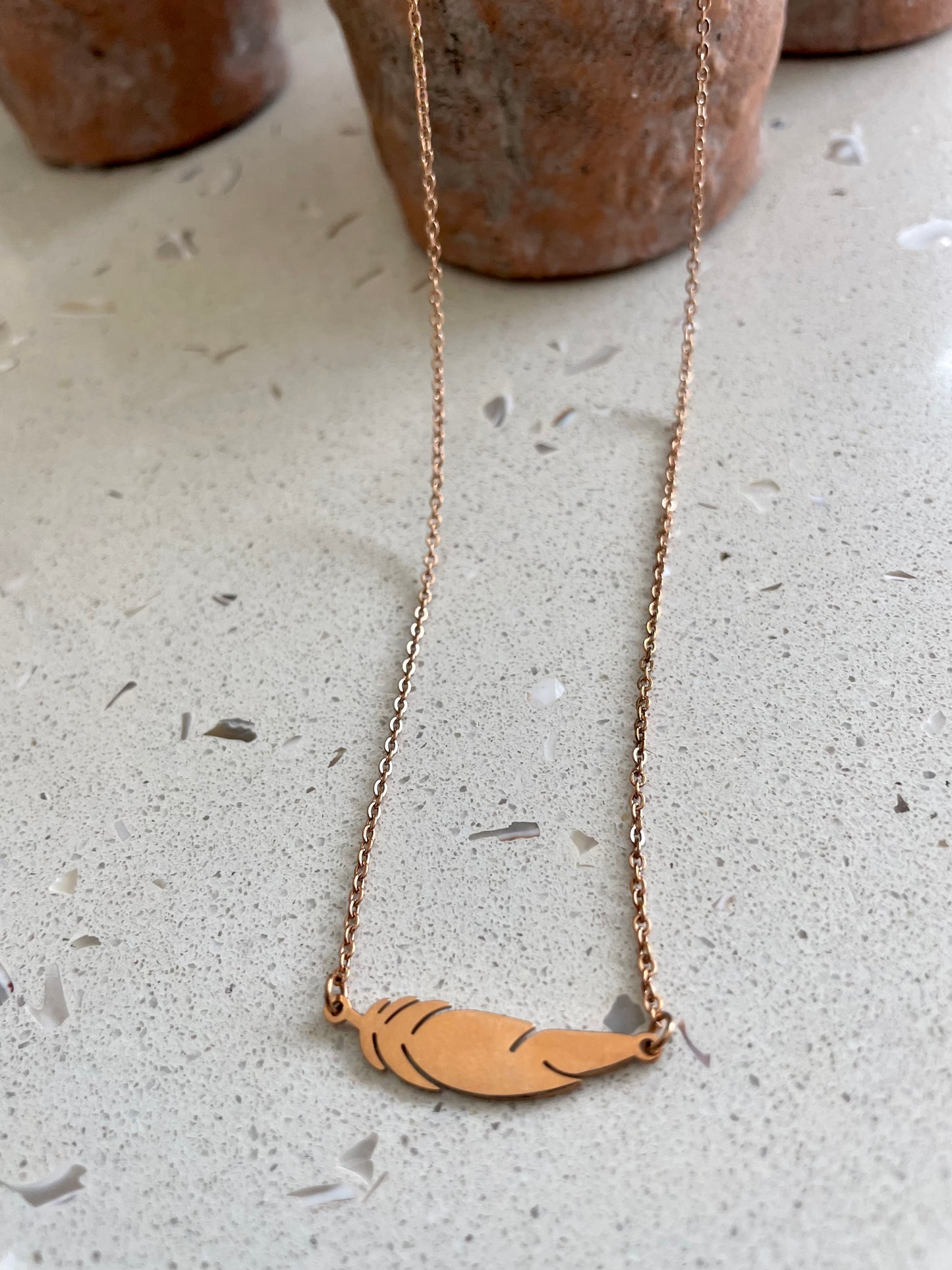 Rose gold leaf necklace