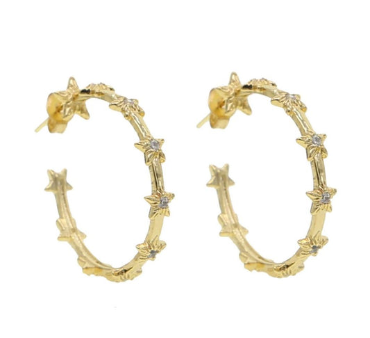 Gold star hoops