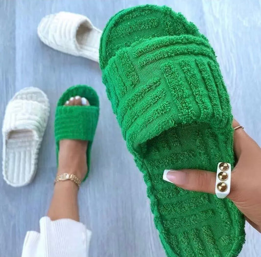 Towelling green sliders