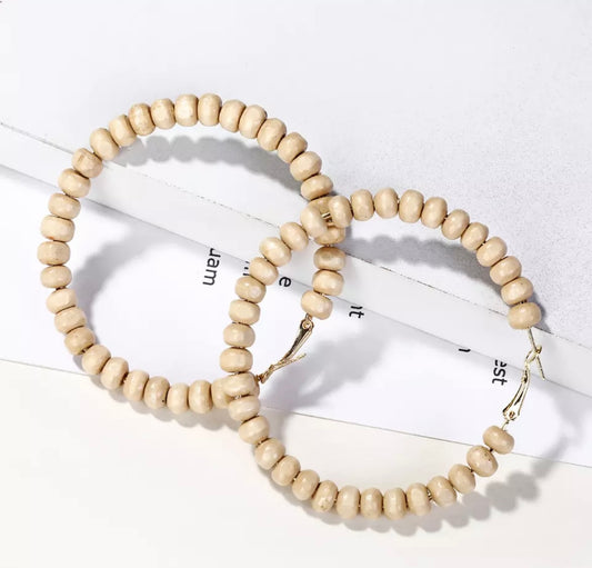 Wooden Beaded hoop earrings