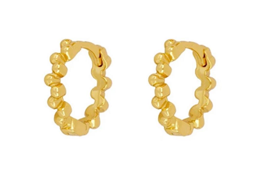 Gold bobble huggy earrings