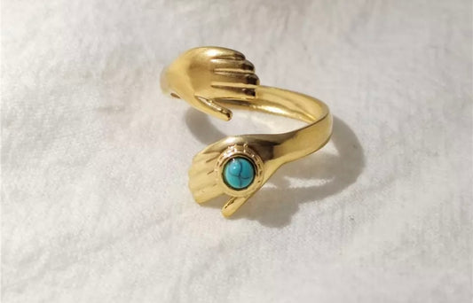 Natural turquoise stone ring