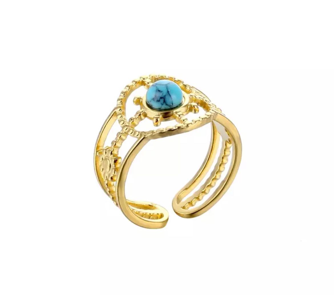 Turquoise gold ring