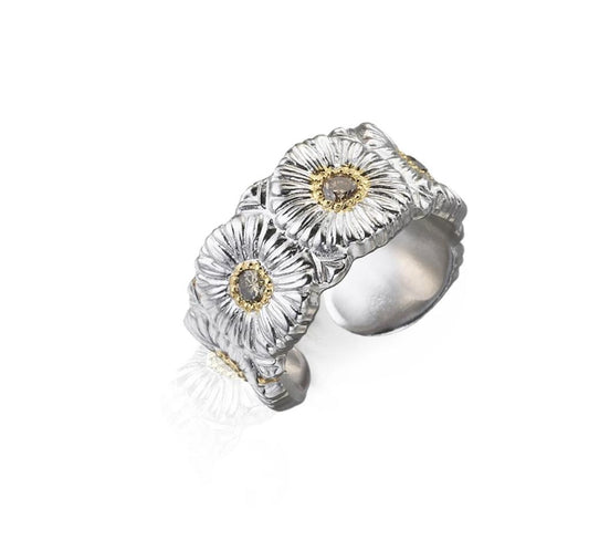 Silver flower ring