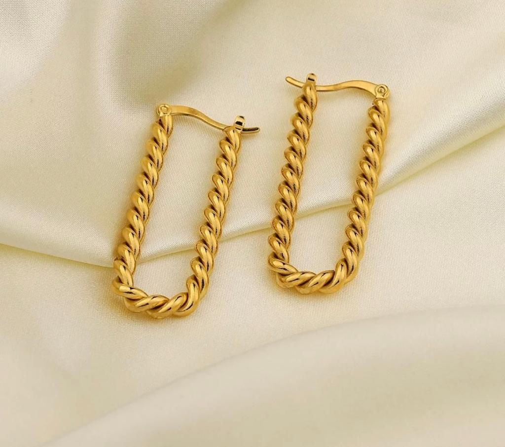 Gold rectangle hoops