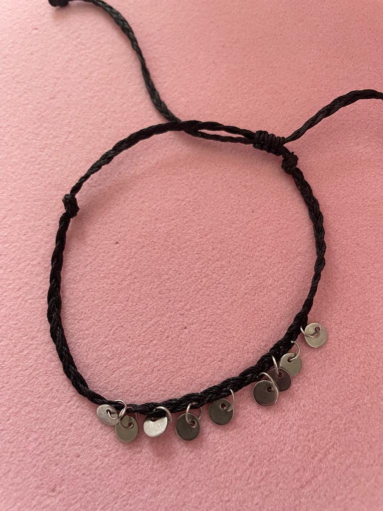 Black and silver anklet