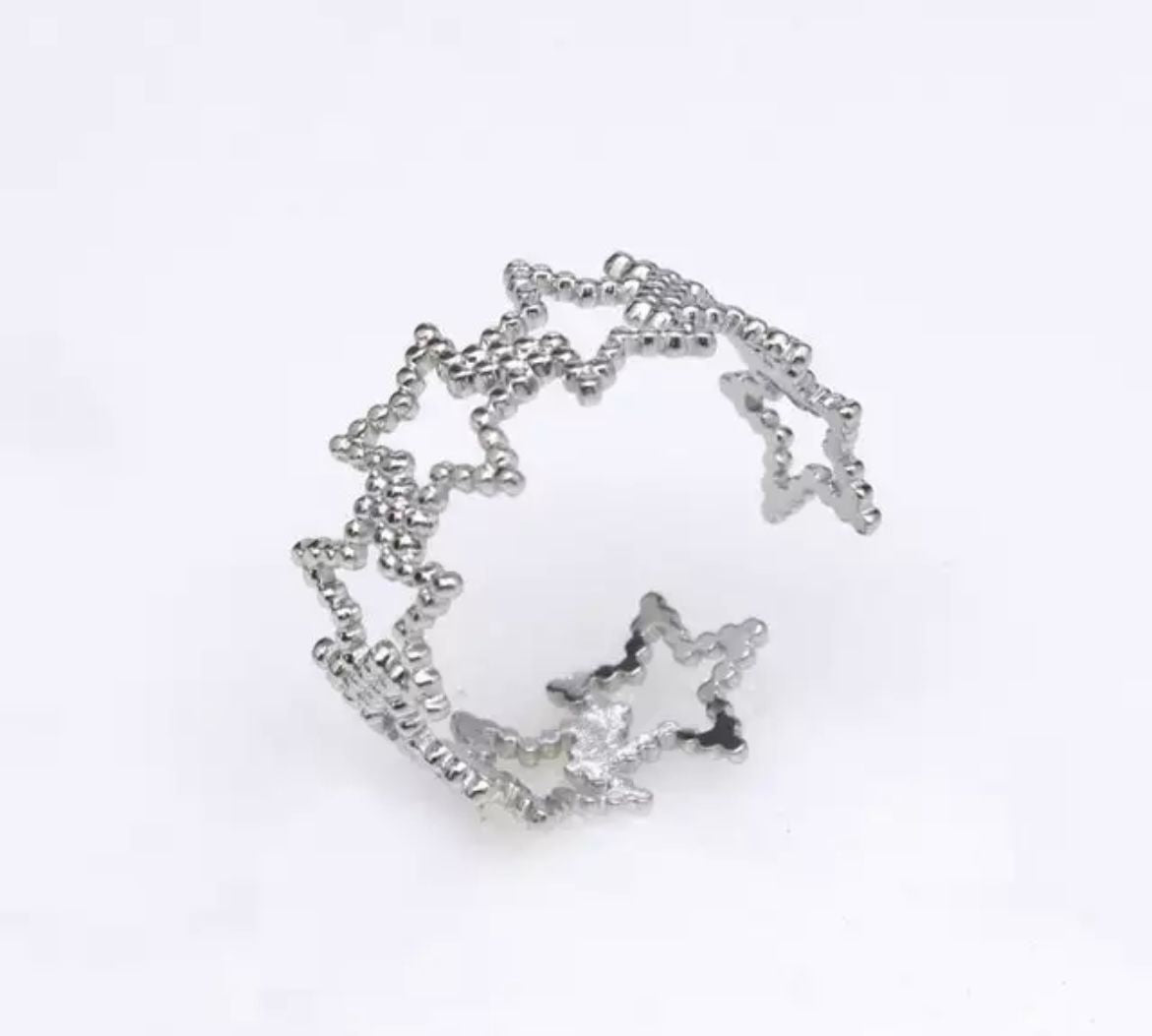 Silver star bobble ring