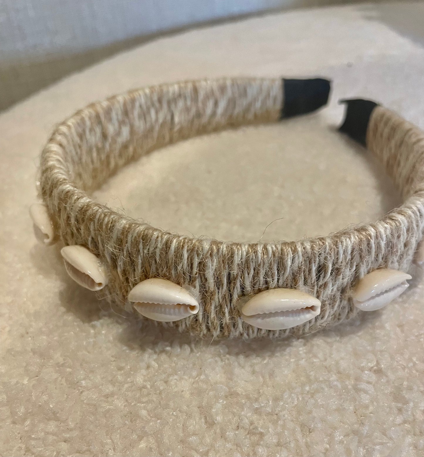 Raffia and shell hairband